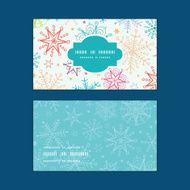 Vector colorful doodle snowflakes horizontal frame pattern business cards set N2