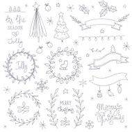 Set of hand drawn Christmas elements N2