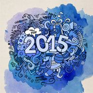 2015 doodles elements watercolor background