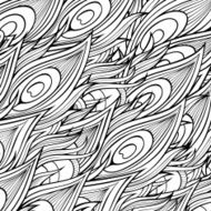 pattern with hand-drawn peacock feathers