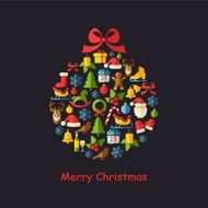 Christmas vector background with flat icons N5