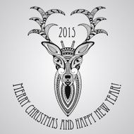 Vector Christmas Greeting Card with Deer