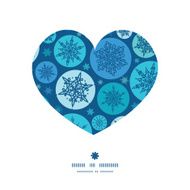 Vector round snowflakes heart silhouette pattern frame N2