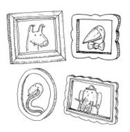 Set picture frames with animals portrait hand drawn vector illustration N16