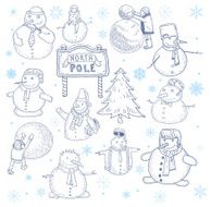 Christmas hand drawn icons set vector illustration N3