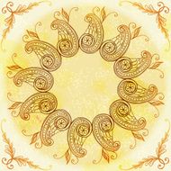 Hand drawn circular beige ornament N32