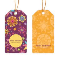 Vector colorful stars vertical round frame pattern tags set