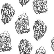 Seamless black and white vector pattern with crystals N4