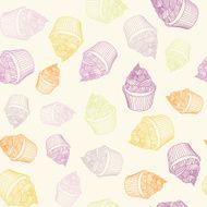 Vintage cupcake with chalks Sketches Seamless pattern N2