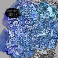 Christmas doodles elements watercolor art background N2