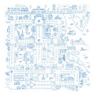 Doodle city map Isolated N5