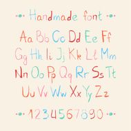 Hand drawn font Complete abc alphabet set Letters and numbers N7