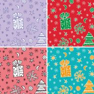 set seamless pattern new year symbol sketch vector