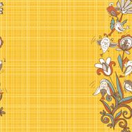 flowers and birds seamless texture pattern border N4