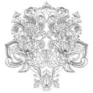 Hand-drawn floral paisley Monochrome design N2