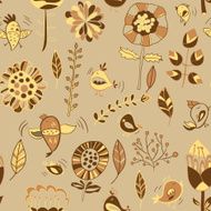 flowers and birds seamless texture pattern N27