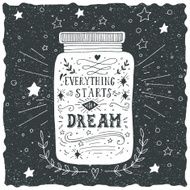Everything starts with a dream Hand drawn quote lettering N2