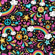 Groovy Rainbow Seamless Pattern Vector Background