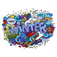 Winter hand lettering and doodles elements background N3