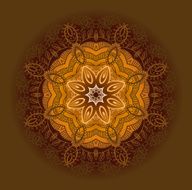 Hand drawn ethnic circular beige ornament N8