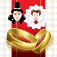 Wife and husband their golden rings