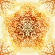 Hand drawn circular beige ornament N33