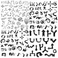 Doodle arrow icons set with spiral square circle and triangle N9
