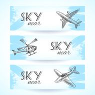 Aircraft icons banners sketch