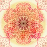 Hand drawn circular pink ornament N14