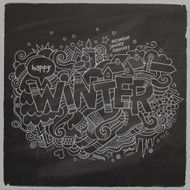 Winter hand lettering and doodles elements background N4