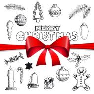 Christmas hand drawn doodles for xmas design With decoration V
