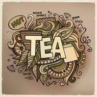 Tea hand lettering and doodles elements background N10