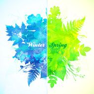 Winter and spring season watercolor illustration
