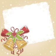 Christmas hand drawn retro postcard with cute jingle bells N2