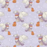Cute Christmas owl with presents seamless pattern N6