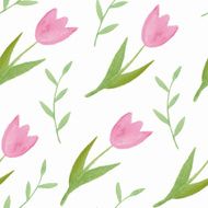Watercolor seamless pattern with tulips N2