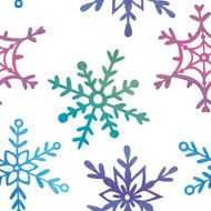 Seamless watercolor pattern with snowflakes N3