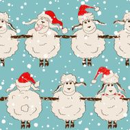 Seamless pattern of funny New Year sheep N3