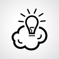light bulb with brain icon vector