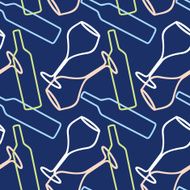 Seamless pattern with bottles and glasses