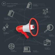 Marketing and business concept on blackboard background clean vector