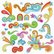 Psychedelic Stars and Swirls Notebook Doodles Vector Set N3