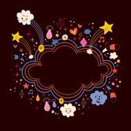 star bursts cartoon cloud shape banner frame background N2