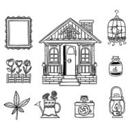 Houses collection in black and white N2