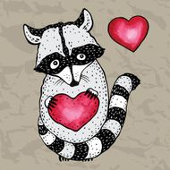 Raccoon carrying a heart N4