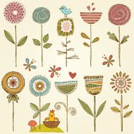 Retro Flowers Set