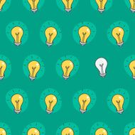 Hand drawn seamless pattern of light bulbs Idea symbol N3