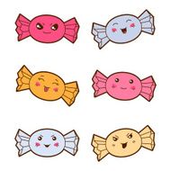Set of kawaii candies with different facial expressions N2