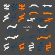 Vintage ribbon banners hand drawn set for design Vector illustration N2