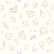 Cakes candies cupcakes and ice-cream cones pattern